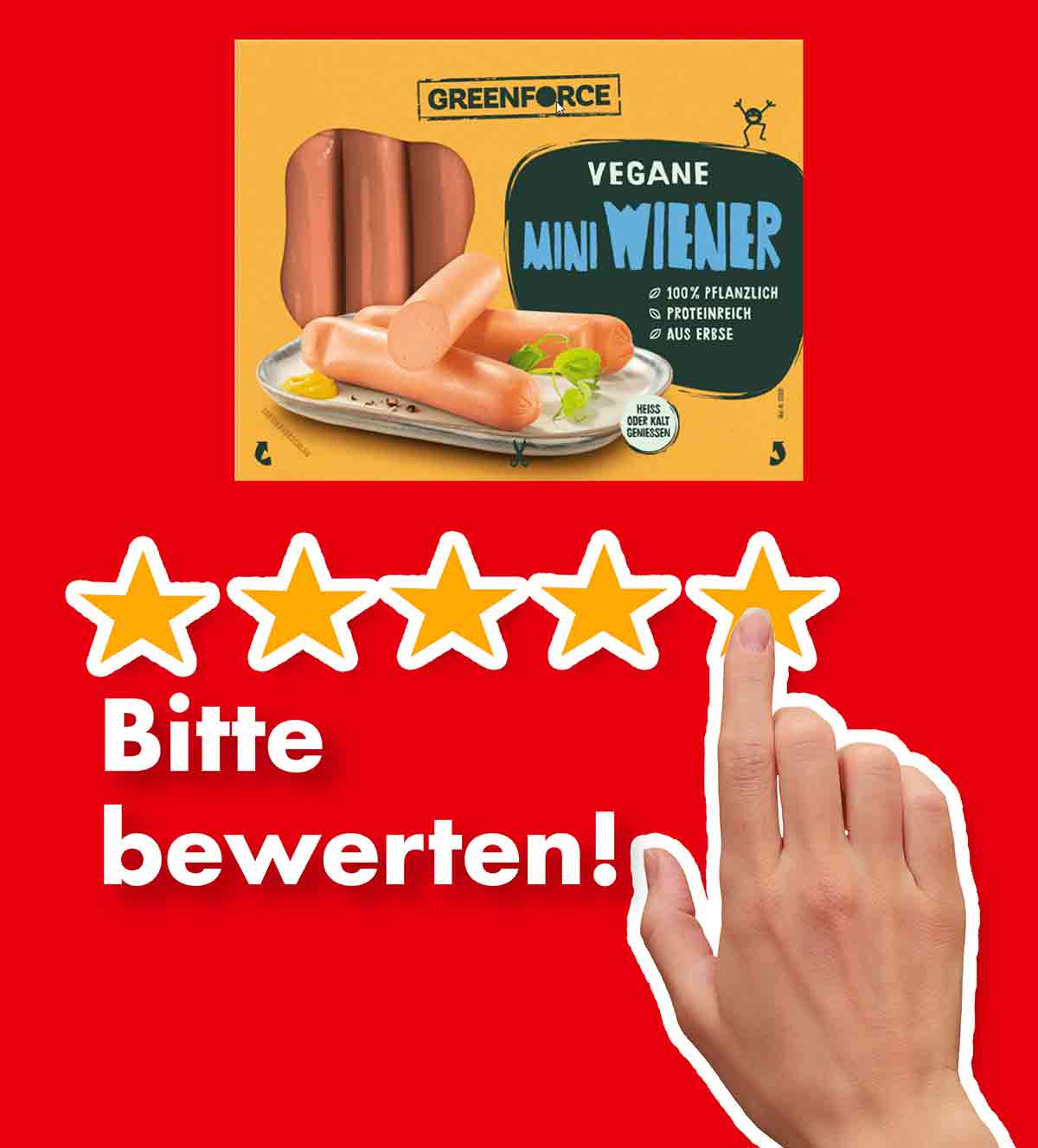 Bitte bewerte die veganen Mini Wiener von Greenforce. Bewertungen Greenforce Vegane Mini Wiener Würstchen