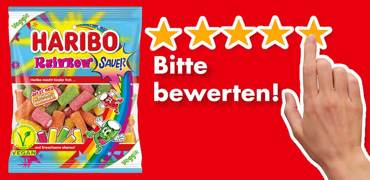 Bitte bewerte die Sorte Rainbow Sauer von Haribo. Bewertungen Haribo Rainbow Sauer