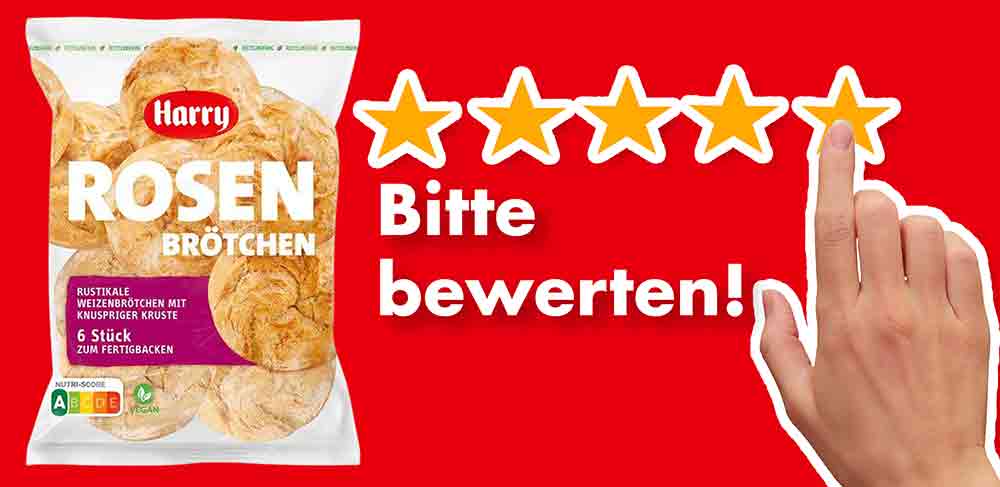 Bitte bewerte die Rosenbrötchen zum Aufbacken von Harry. Bewertungen Harry Rosenbrötchen