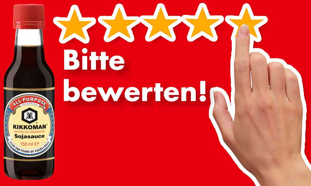 Bitte bewerte die vegane Sojasauce von Kikkoman. Bewertungen Kikkoman Sojasauce