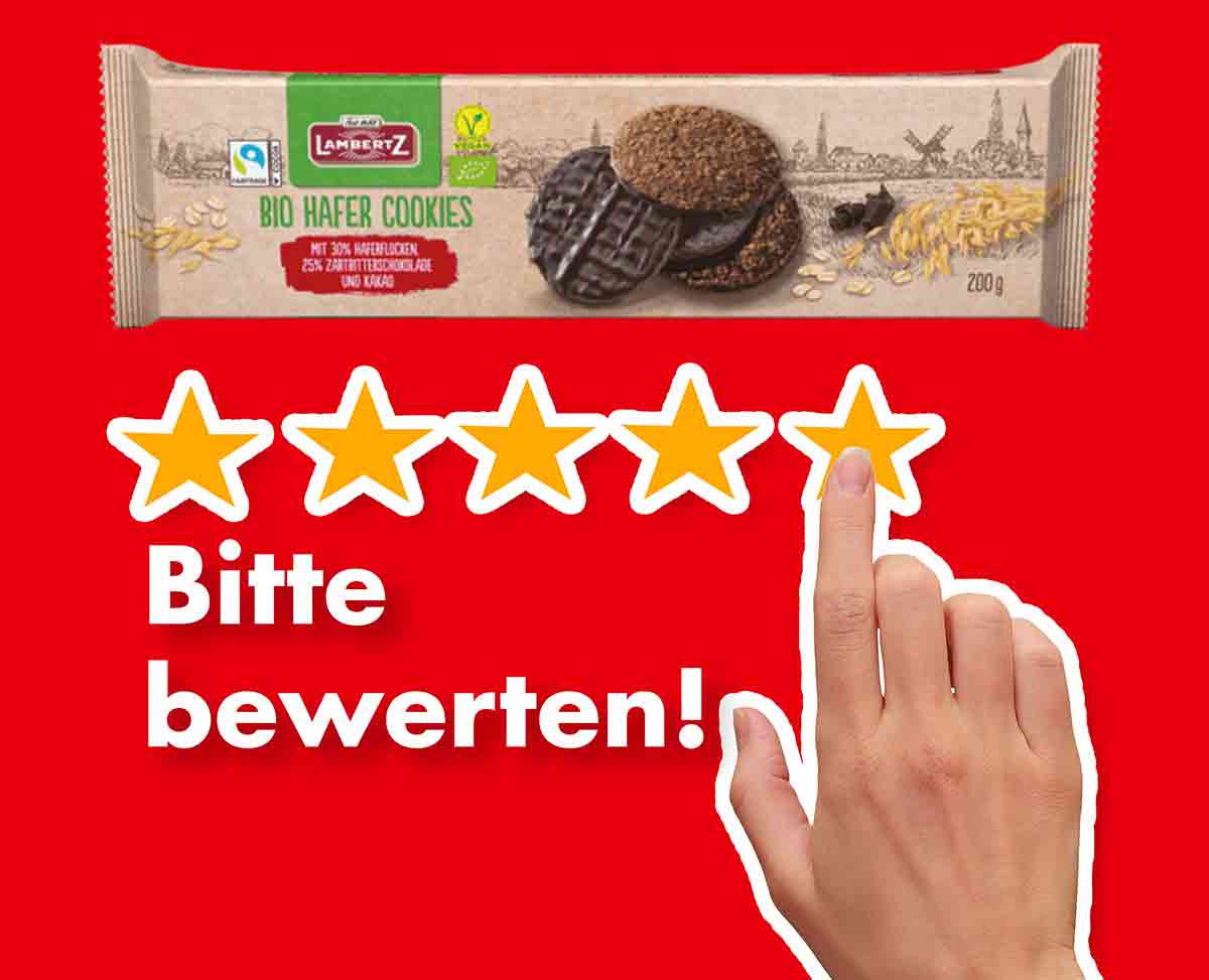 Bitte bewerte die veganen Bio Hafer Cookies mit Zartbitterschokolade von Lambertz Bewertungen Lambertz Bio Hafer Cookies Zartbitter