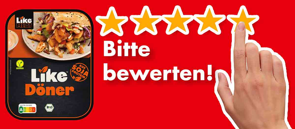 Bitte bewerte das vegane Dönerfleisch von Like Meat. Bewertungen Like Döner von Like Meat