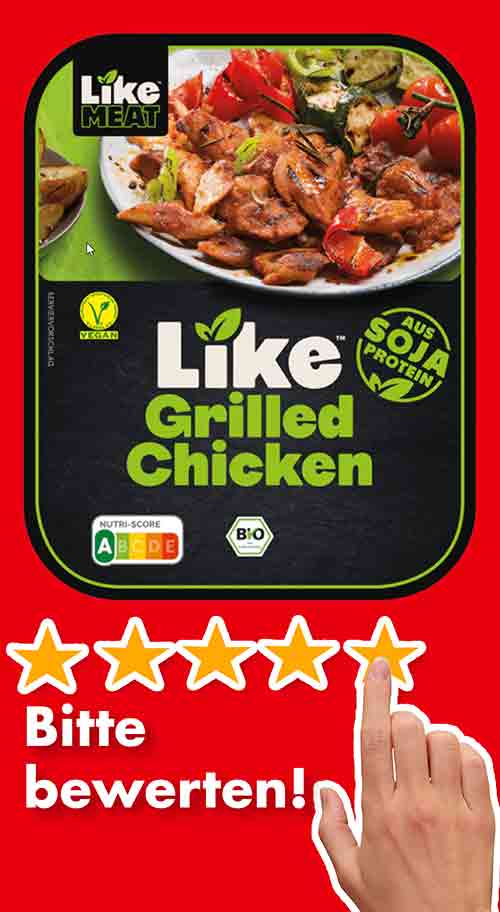 Bitte bewerte das vegane Grilled Chicken von Like Meat. Bewertungen Like Meat Like Grilled Chicken