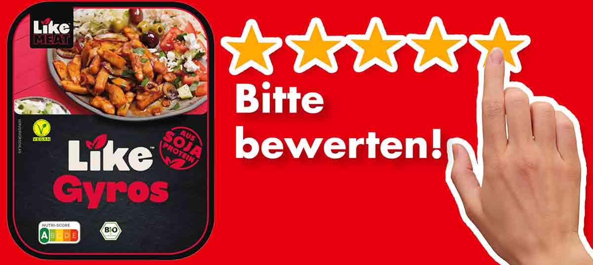 Bitte bewerte das vegane Gyros von Like Meat. Bewertungen Like Meat Gyros