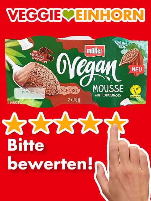 Bitte bewerte das vegane Mousse au Chocolat von Müller. Bewertungen Müller Vegan Mousse Schoko
