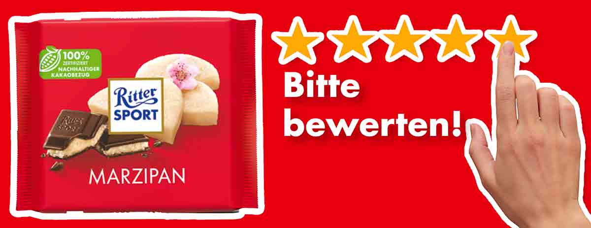 Bitte bewerte die Ritter Sport Marzipan. Bewertungen Ritter Sport Marzipan
