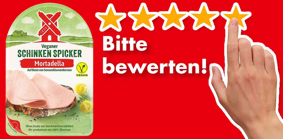 Bitte bewerte die vegane Mortadella von Rügenwalder Mühle. Bewertungen Rügenwalder Mühle Veganer Schinken Spicker Mortadella