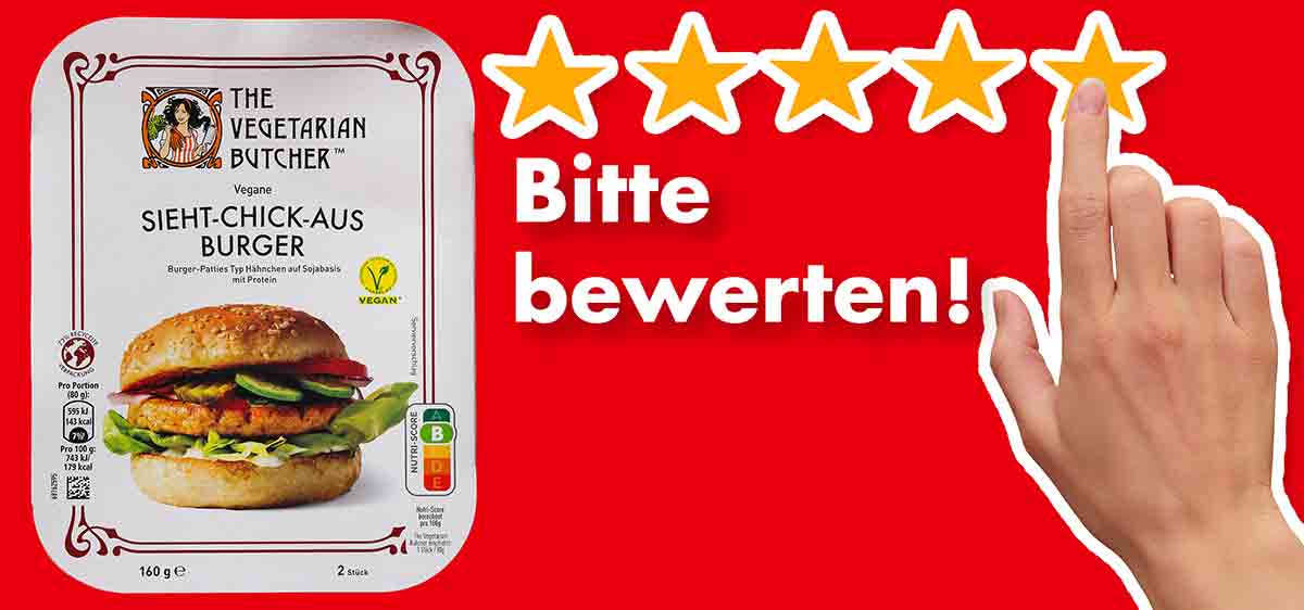 Bitte bewerte die veganen Chicken Burger Patties von The Vegetarian Butcher. Bewertungen Veganer Sieht-Chick-Aus Burger von The Vegetarian Butcher