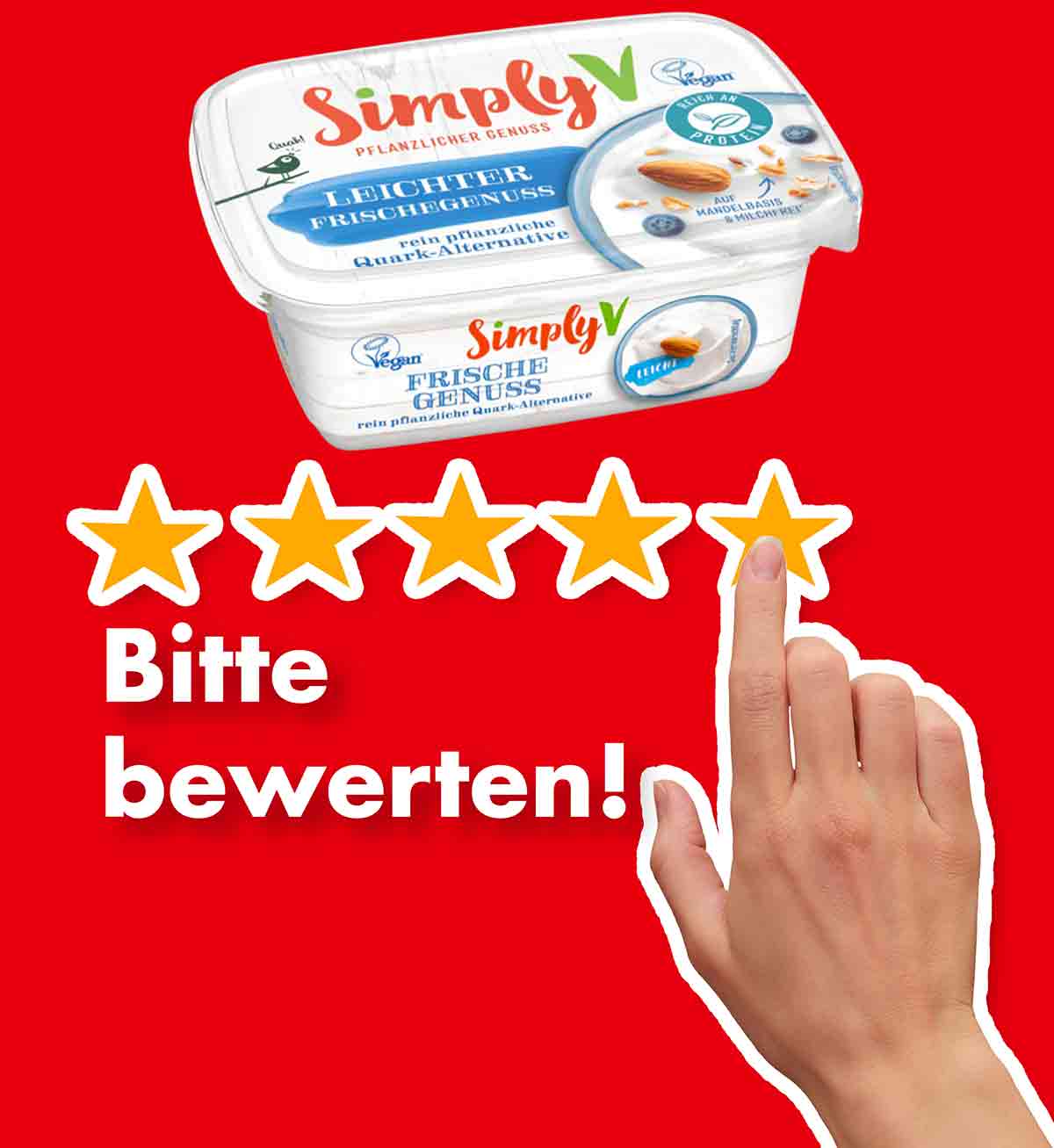 Bitte bewerte den veganen Quark Leichter Frische Genuss von Simply V. Bewertungen Leichter Frischegenuss Quark von Simply V