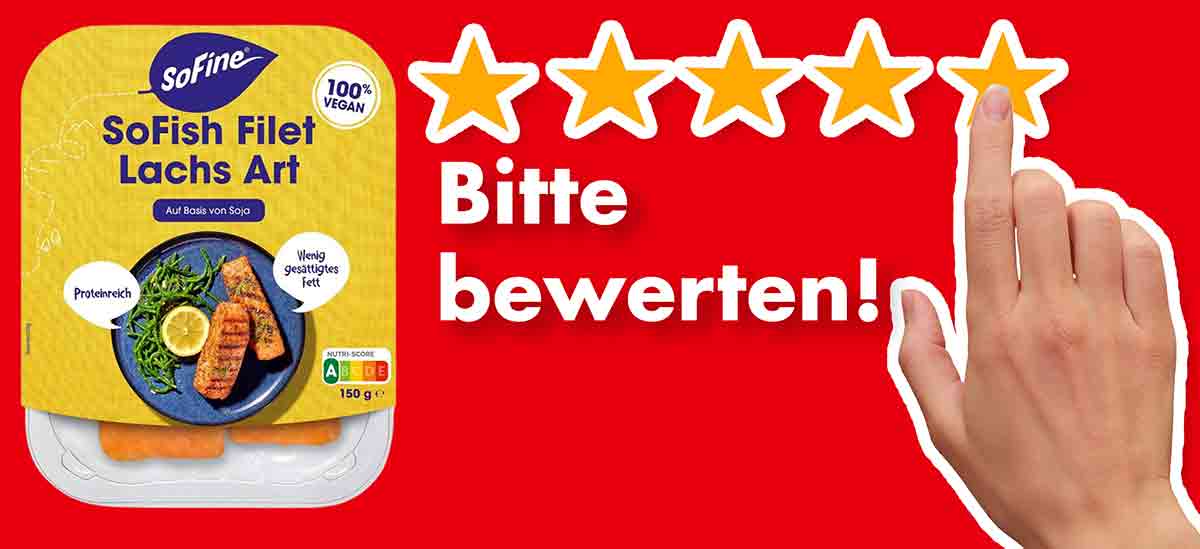 Bitte bewerte das vegane Lachsfilet von SoFine. Bewertungen SoFine SoFish Filet Lachs Art
