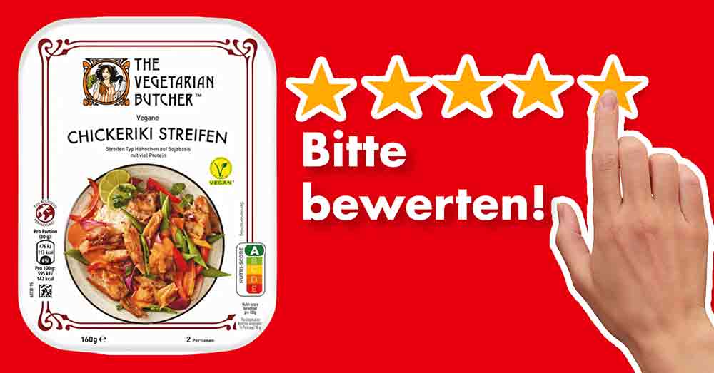 Bitte bewerte die veganen Hähnchenstreifen von The Vegetarian Butcher. Bewertungen Vegane Chickeriki Streifen von The Vegetarian Butcher