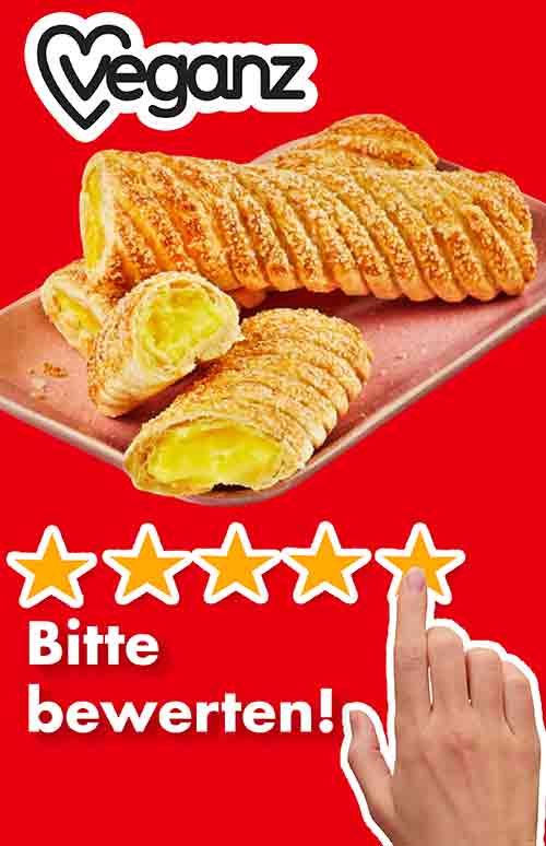 Bitte bewerte die veganen Vanillestangen von Veganz. Bewertungen Veganz Vanillestangen