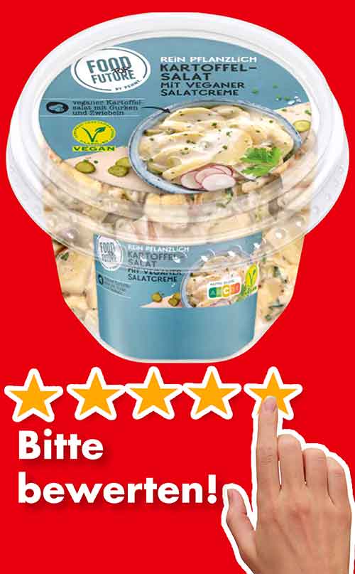 Bitte bewerte den veganen Kartoffelsalat von Penny. Bewertungen Veganer Kartoffelsalat Penny Food For Future