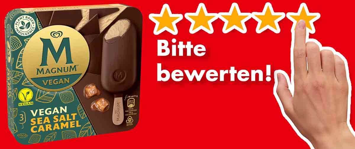 Bitte bewerte das vegane Magnum Salted Caramel. Bewertungen Veganes Magnum Sea Salt Caramel