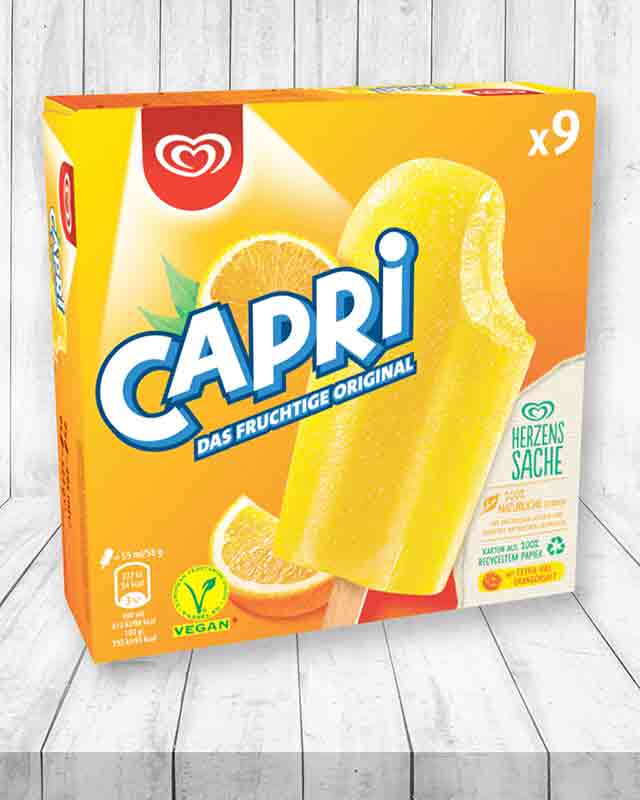 Eine Packung Capri Eis von Langnese