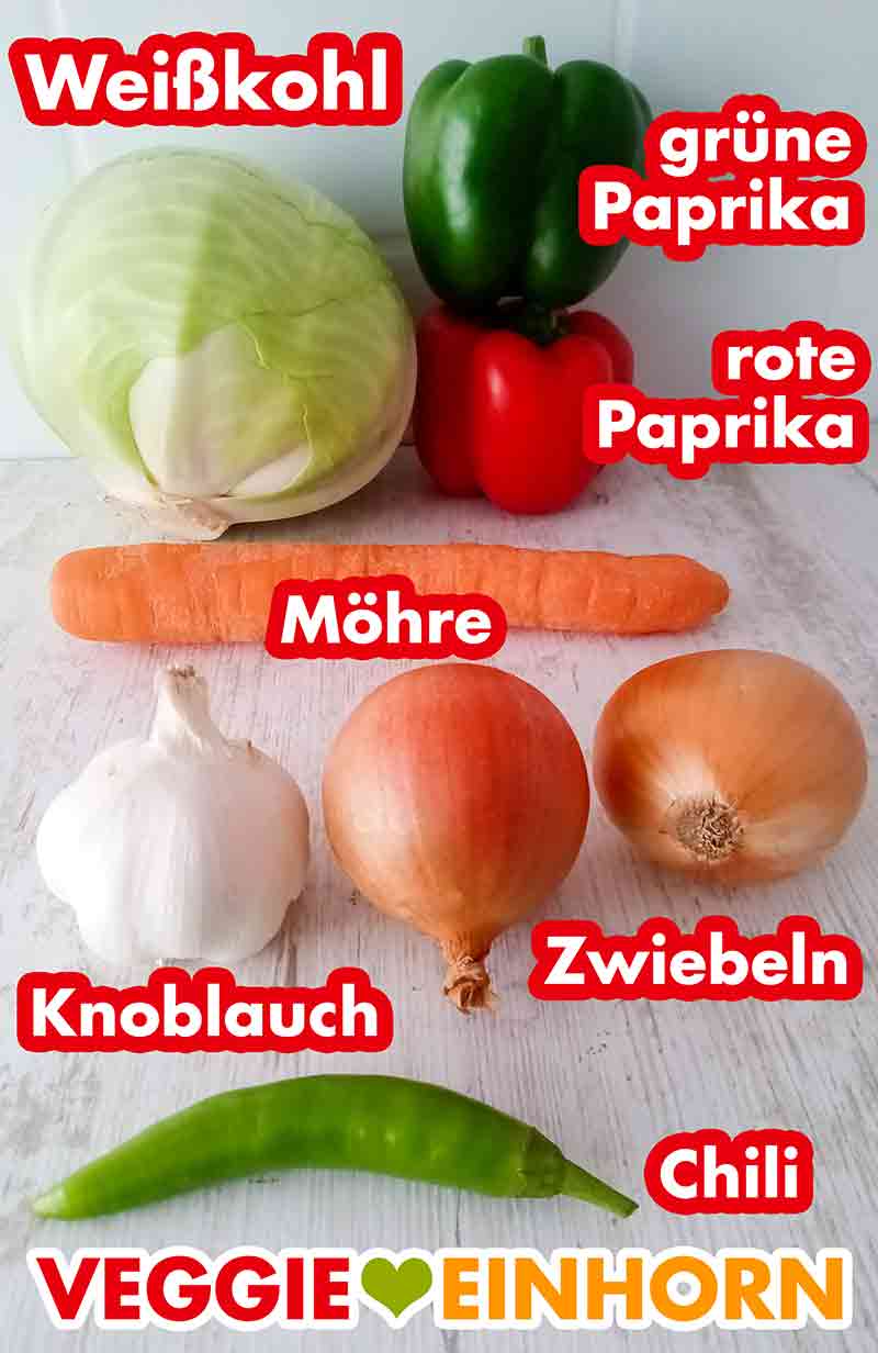 Chakalaka enthält viel frisches Gemüse. Gemüse für Chakalaka