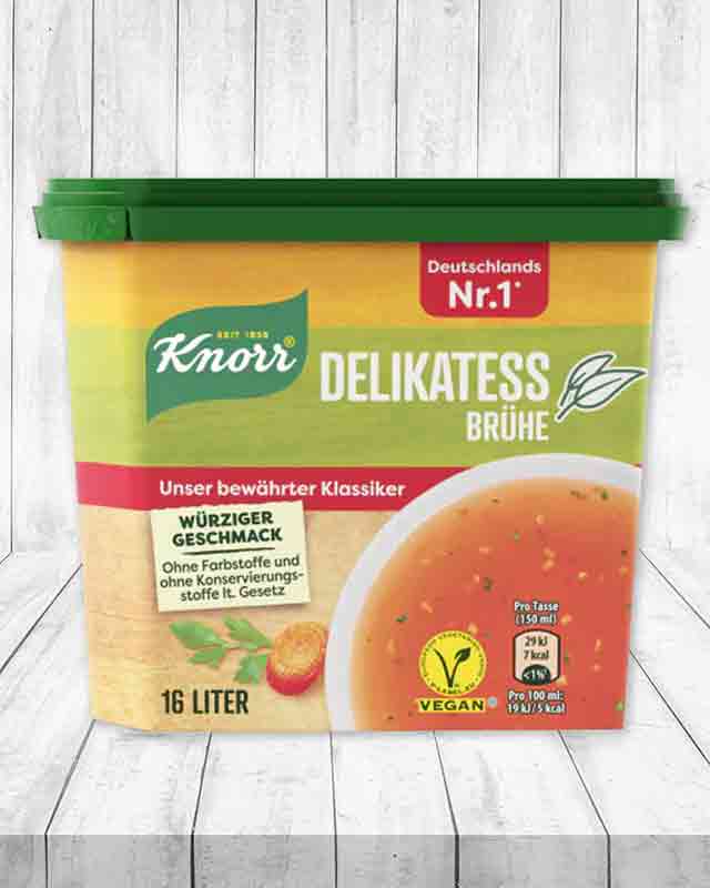 Eine Packung Knorr Delikatess Brühe