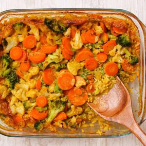 Veganer Gemüse Reisauflauf