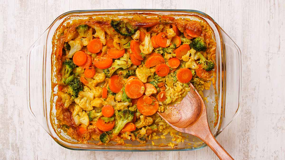 Veganer Gemüse Reisauflauf