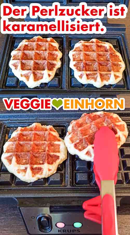 Lütticher Waffeln mit karamellisiertem Perlzucker Der Perlzucker ist karamellisiert.