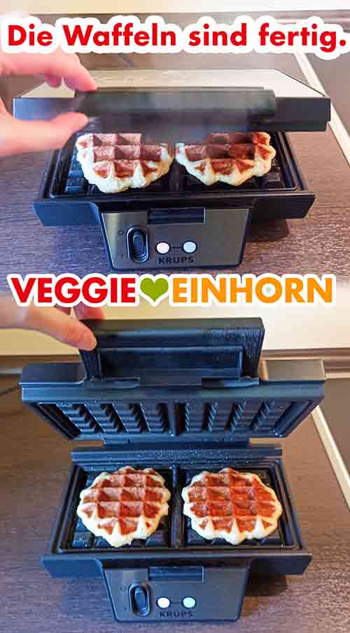 Die Lütticher Waffeln sind fertig. Die veganen Lütticher Waffeln sind fertig gebacken.