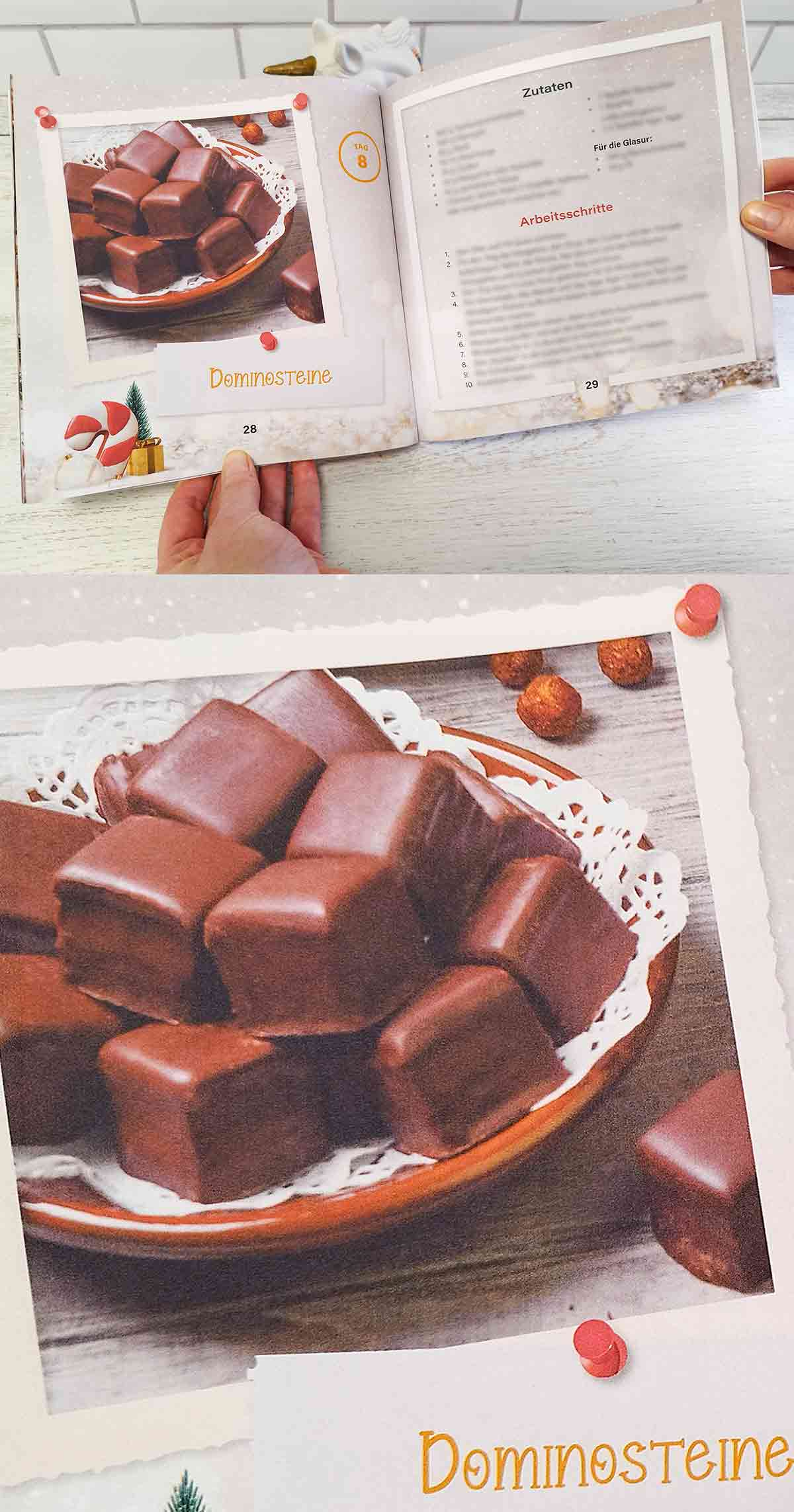 Die Dominosteine sehen aus wie fertig gekauft. Dominosteine im Buch der vegane Adventskalender von Maria Bachmann