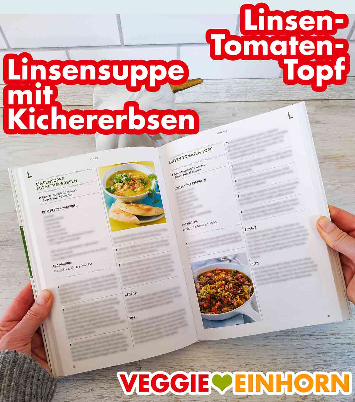 Vegane Linsensuppe mit Kichererbsen und veganer Linsen-Tomaten-Topf Linsensuppe mit Kichererbsen und Linsen Tomaten Topf im Kochbuch Vegan von A bis Z von Dr. Oetker