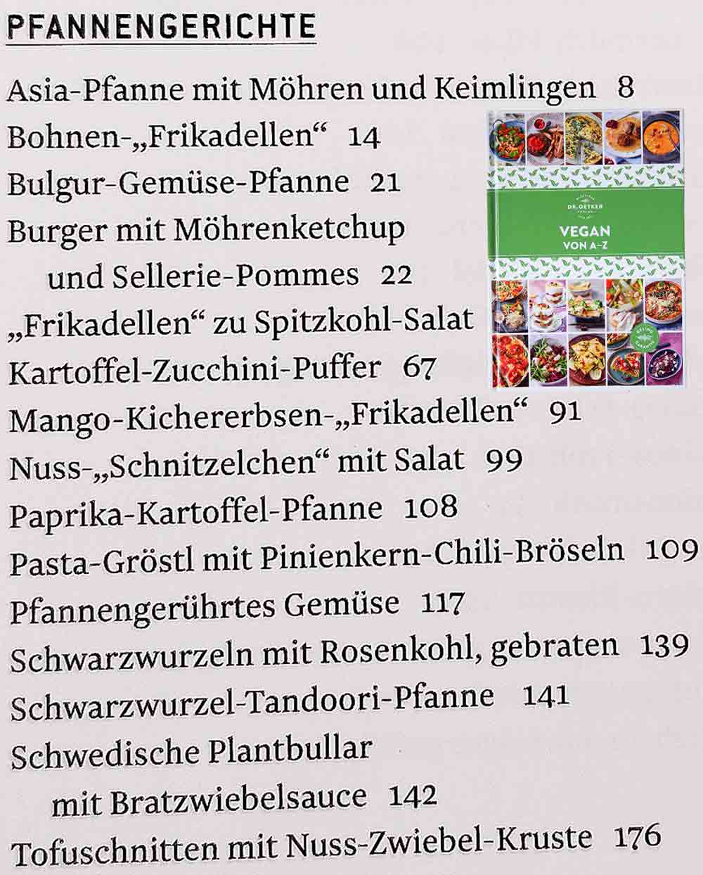 Vegane Rezepte für Pfannengerichte im Kochbuch Vegan von A bis Z von Dr. Oetker Register Pfannengerichte im Dr. Oetker Kochbuch Vegan von A - Z