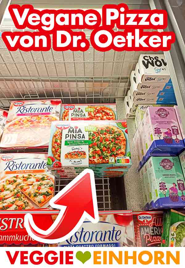 Die vegane Pizza von Dr. Oetker gibt es bei Rewe. Die vegane Pizza La Mia Pinsa in der Tiefkühltruhe bei Rewe.