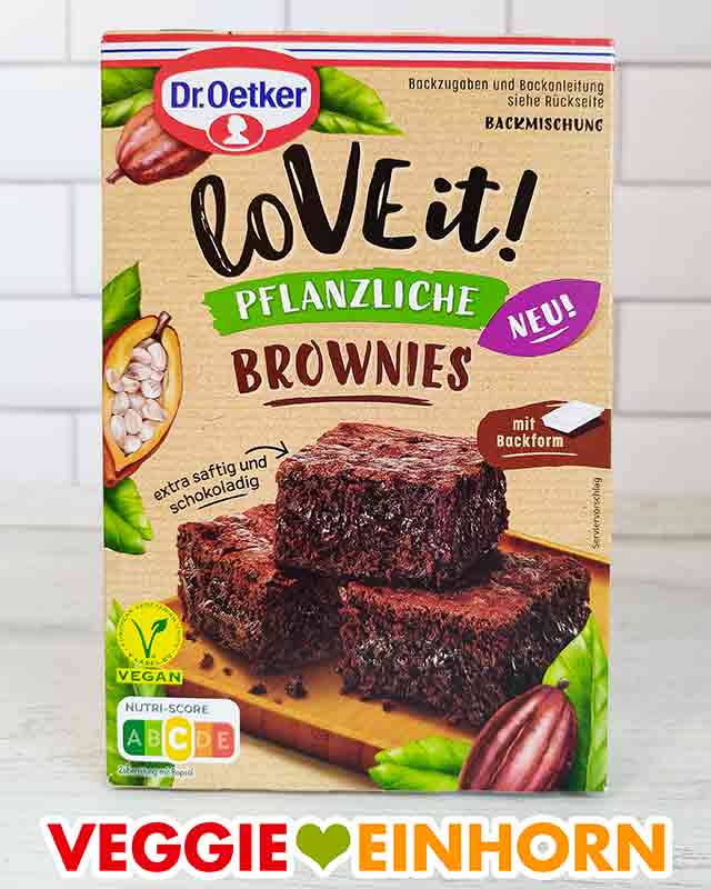 Eine Packung vegane Brownies Backmischung von Dr. Oetker LoVE it!