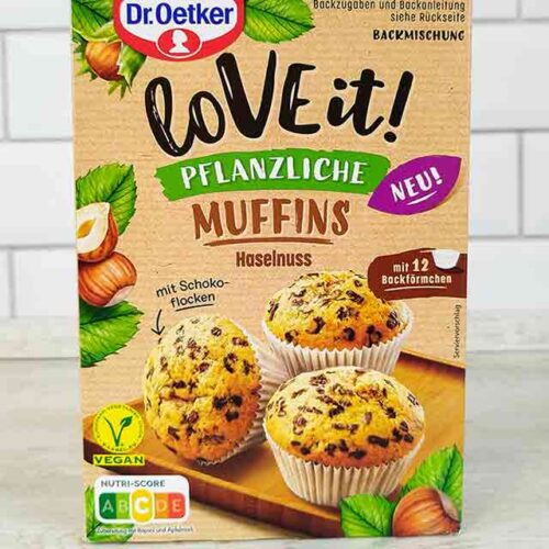 Eine Packung vegane Muffins Backmischung von Dr. Oetker