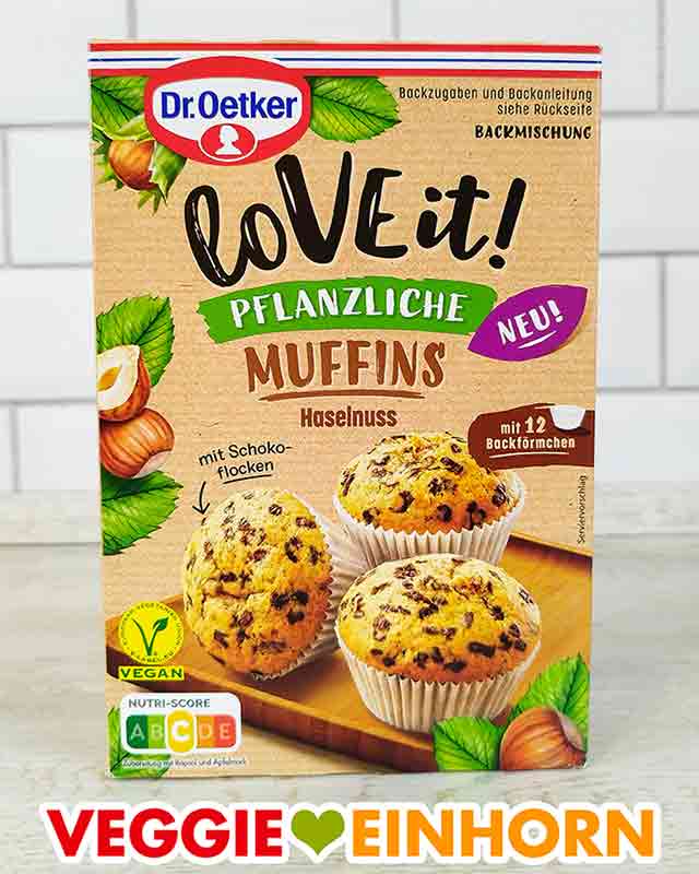 Eine Packung vegane Muffins Backmischung von Dr. Oetker