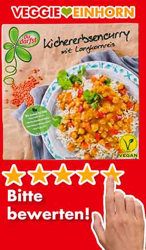 Bitte bewerte das vegane Kichererbsencurry von Du Darfst. Bewertungen Du Darfst Veganes Kichererbsencurry