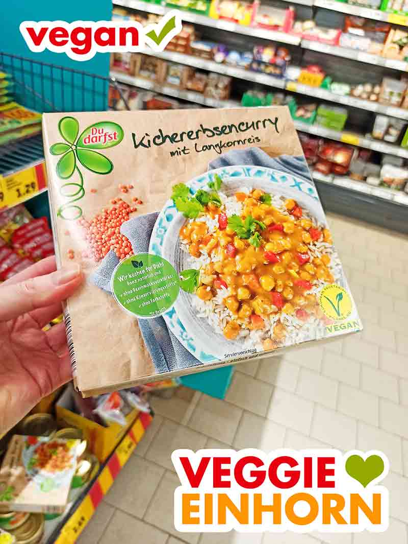 Veganes Kichererbsencurry von Du Darfst im Supermarkt Das vegane Kichererbsencurry Fertiggericht bei Penny