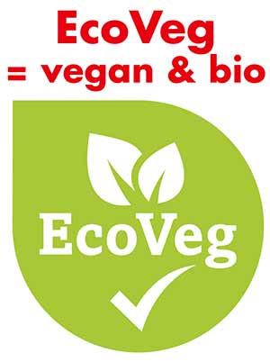 Das EcoVeg Symbol steht für vegan und bio. Das Vegan Siegel EcoVeg