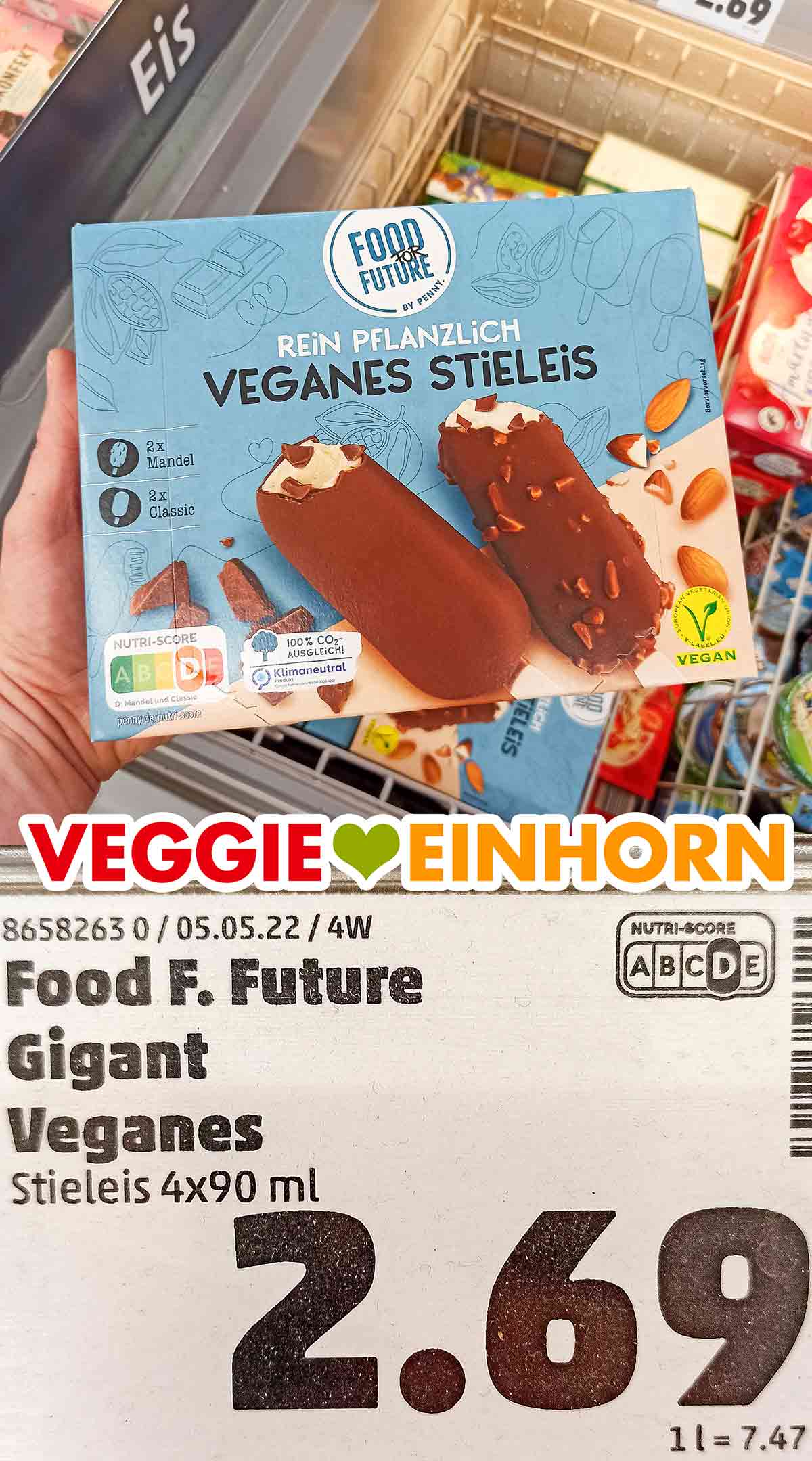 Das vegane Stieleis von Food For Future kostet 2,69 Euro. Eine Packung veganes Stieleis bei Penny