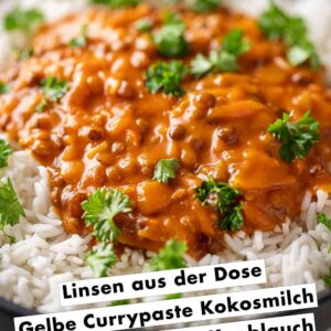 Rezept für veganes Linsen Curry mit gelber Currypaste