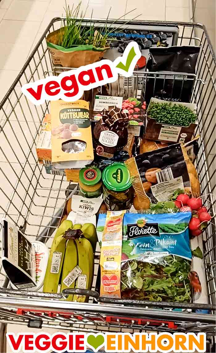 Das Grand Ferrero Rocher im Einkaufswagen Einkaufswagen im Rewe mit dem veganen Grand Ferrero Rocher