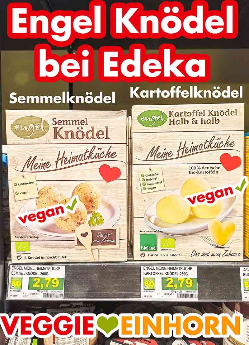 Engel Kartoffelknödel und Engel Semmelknödel sind beide vegan. Engel Semmelknödel und Engel Kartoffelknödel bei Edeka