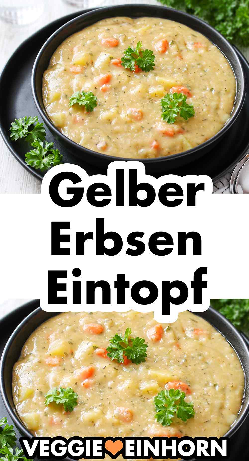 Veganer gelbe Erbsen Eintopf Vegetarische Erbsensuppe mit gelben Schälerbsen