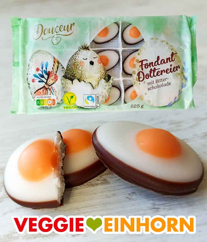 Die Fondanteier von Penny sind vegan. Drei Stück vegane Fondant Eier von Penny Douceur