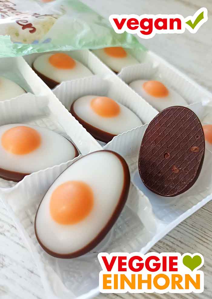 Die veganen Fondant Eier von Douceur gibt es bei Penny. Die Unterseiten der Fondanteier sind in dunkle Schokolade getaucht.