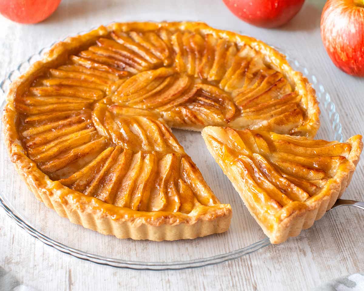 Einfache vegane Apfeltarte mit Mürbeteig