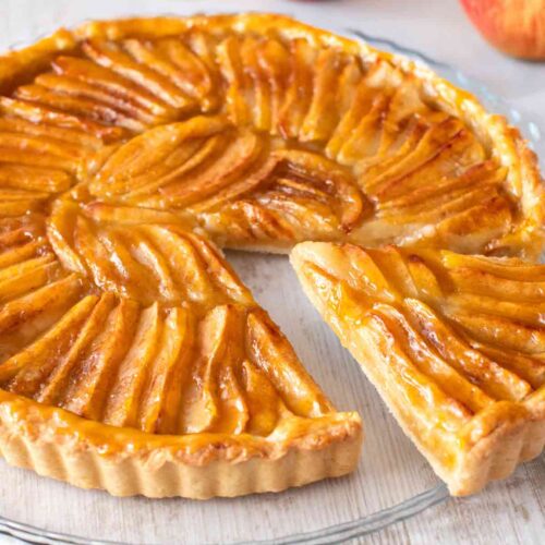Vegane französische Apfeltarte mit Apfelmus und Mürbeteig