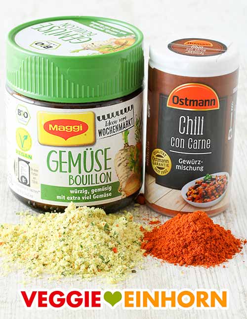 Maggi Gemüse Bouillon und Ostmann Chili con Carne Gewürzmischung Gemüsebrühe Pulver und Chili con Carne Gewürzmischung