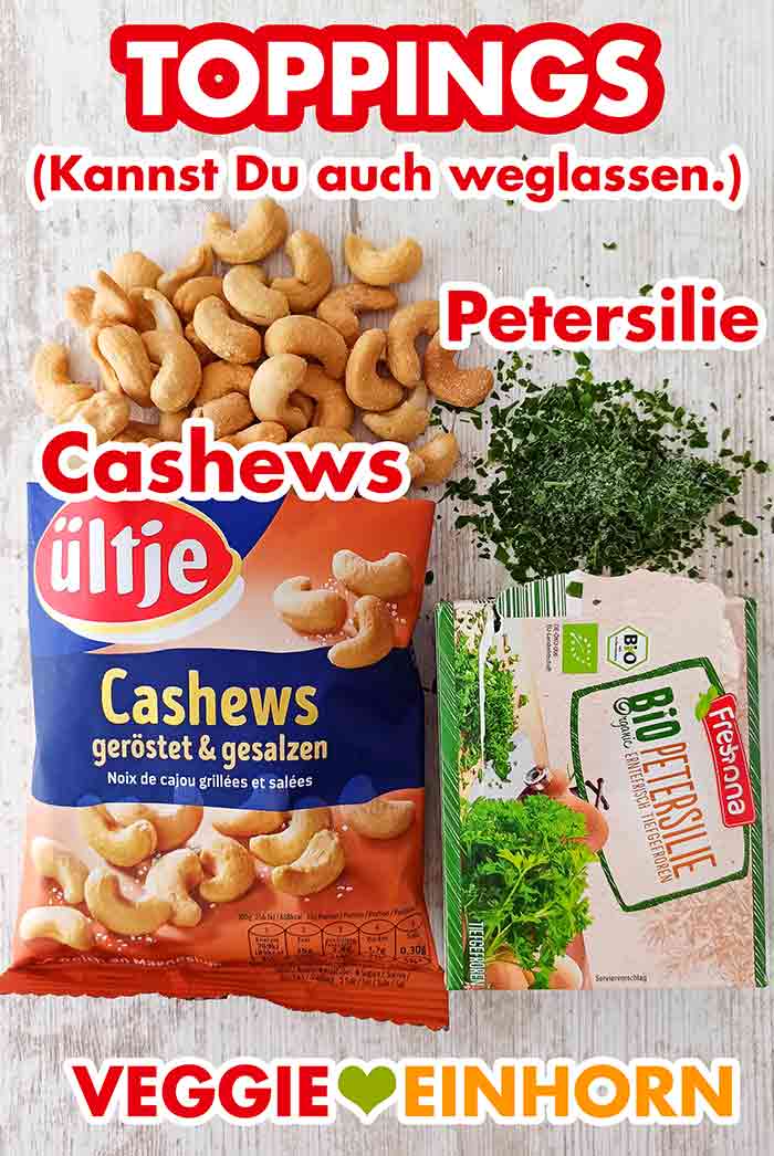 Ültje Cashews und Freshona Bio Petersilie Geröstete, gesalzene Cashewkerne und tiefgefrorene Petersilie