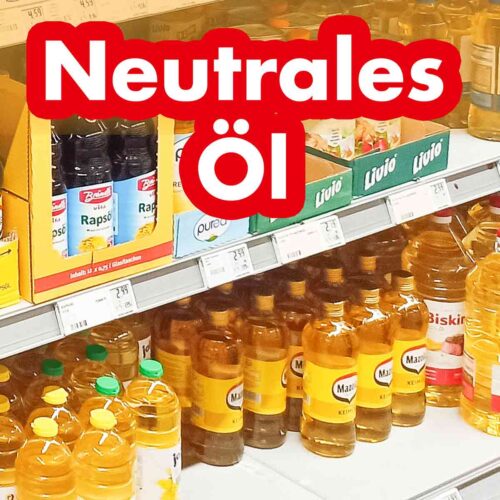 Flaschen mit neutralem Öl im Supermarkt