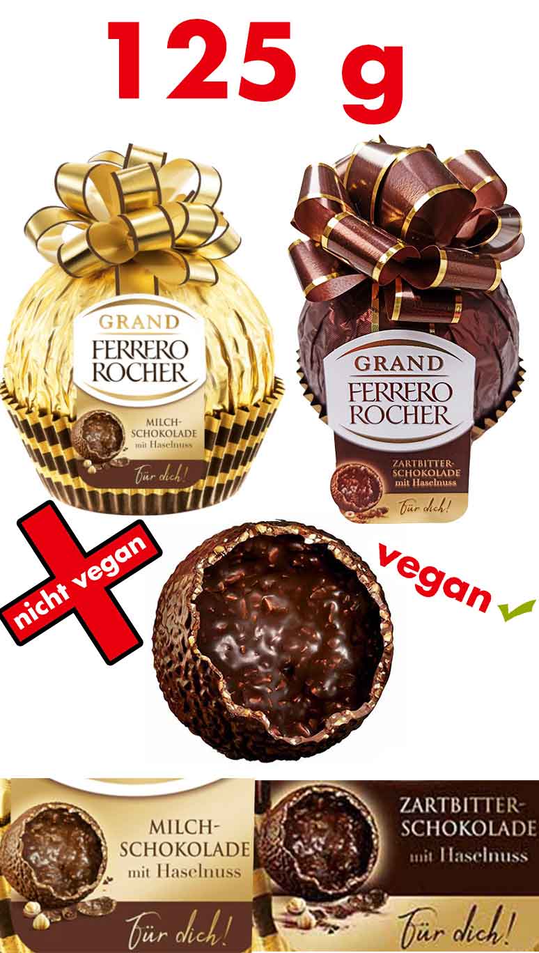 Von dem Grand Ferrero Rocher 125 g gibt es die Sorten Milchschokolade und Zartbitter. Grand Ferrero Rocher 125 g
