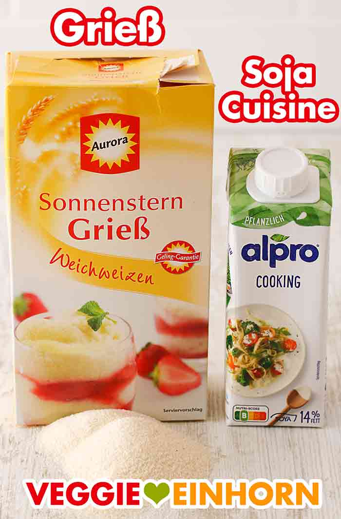 Aurora Sonnenstern Weichweizen Grieß und Soja Cuisine von Alpro Cooking Eine Packung Grieß und eine Packung Soja Cuisine