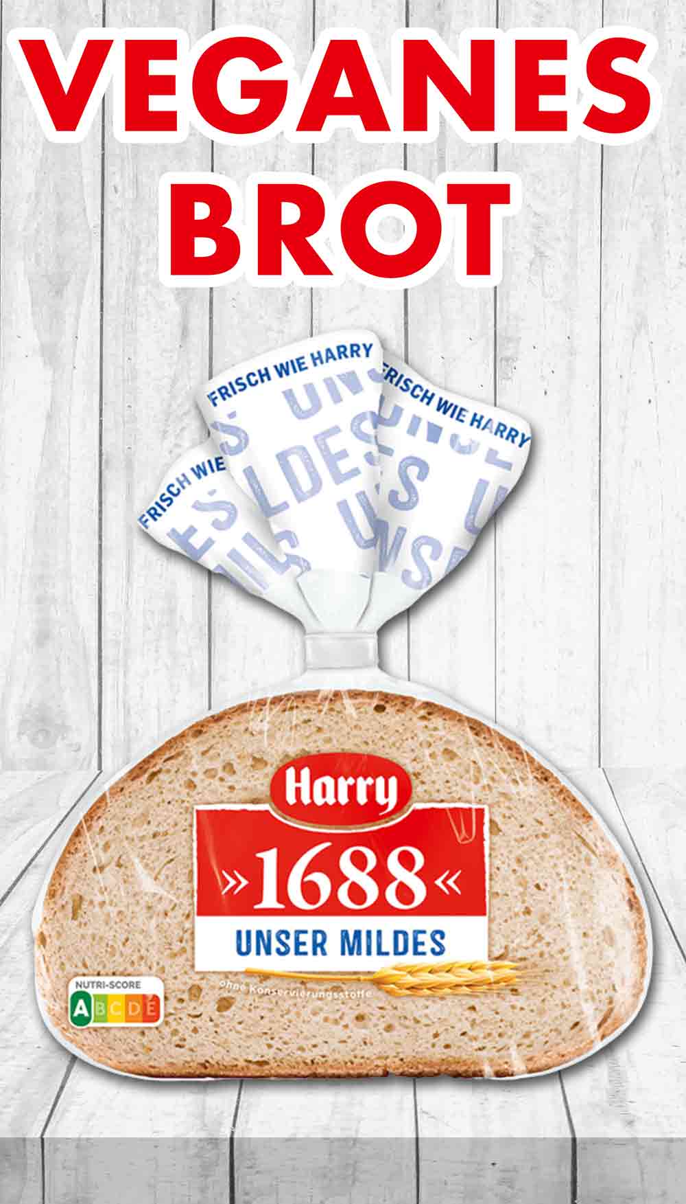 Das 1688 Unser Mildes von Harry ist ein veganes Graubrot. Veganes Brot von Harry Unser Mildes